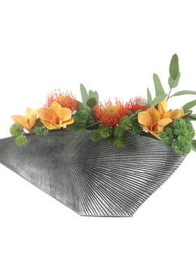 新中式花艺现代台面假绿植样摆板间禅意扁花557装软轻奢茶室别墅