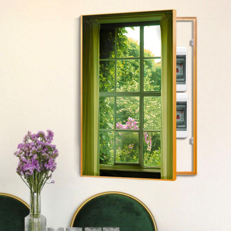 简约风竖版超大尺寸配电表箱遮挡装饰画消防栓电闸假窗户风景挂画