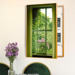 简约风竖版超大尺寸配电表箱遮挡装饰画消防栓电闸假窗户风景挂画