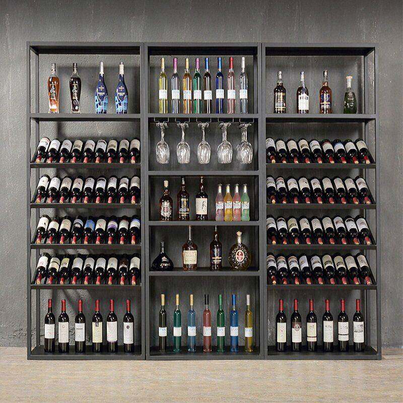 酒庄别墅复古酒类置物架收纳展示架脚酒杯架意式红酒柜落地酒架