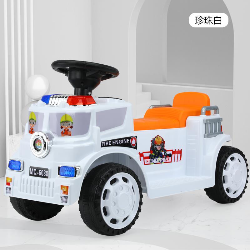 高档儿童电动四轮程消车警车可坐防双人女工宝宝遥控车汽车越野包