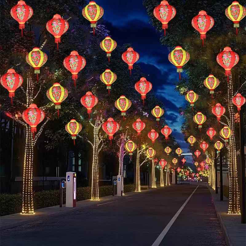 六节福灯笼树日L喜eA02636d彩灯喜庆氛围中国风庆庭院户树挂景观