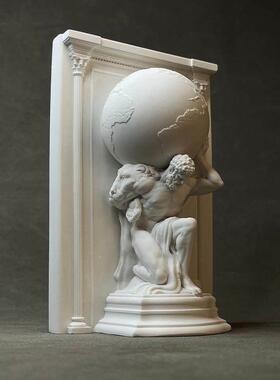 大力神举地球人物雕塑石膏像扩香石书架书靠艺术桌面酒柜装饰摆饰