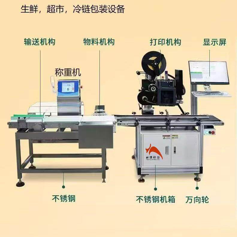 定制称重打印贴标一体机纸箱彩盒塑料盒保鲜盒称重贴标打印