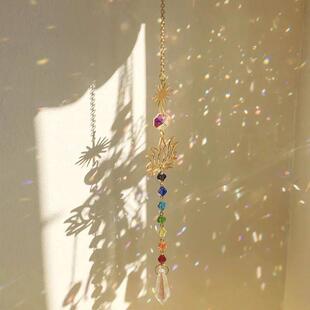 colored sun glass hanging lotus catcher crystal