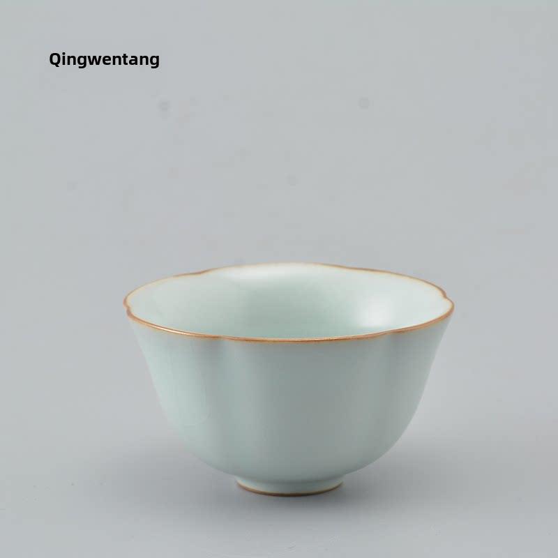 清文堂汝窑茶具套装景德镇手工茶杯大师茶杯开放式汝瓷茶杯