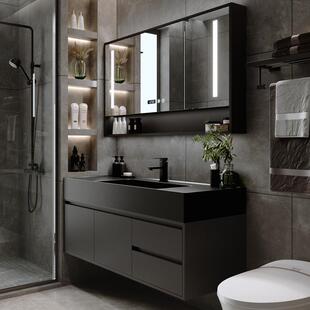 智能浴室柜组合现代微晶石一体盆洗脸洗手台池盆卫生间台盆洗漱台