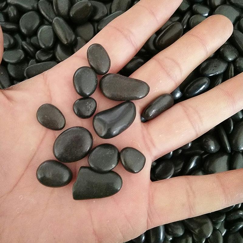 黑色瓜子石 天然抛光鹅卵石砾石水洗石精品黑色抛光雨花石造景石