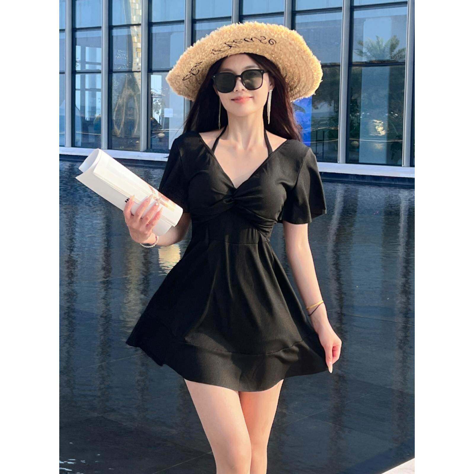 温泉泳衣大尺码泳衣女200斤连身胖微胖女保守遮肉显瘦高级感1016e