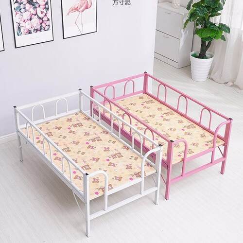 儿童折叠床带护栏男孩女孩公主床婴儿加宽单人拼接铁床简易床边床