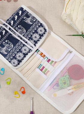 TPR软柄钩针套装12支金色蕾丝钩针针织工具配大象帆布包钩针套装