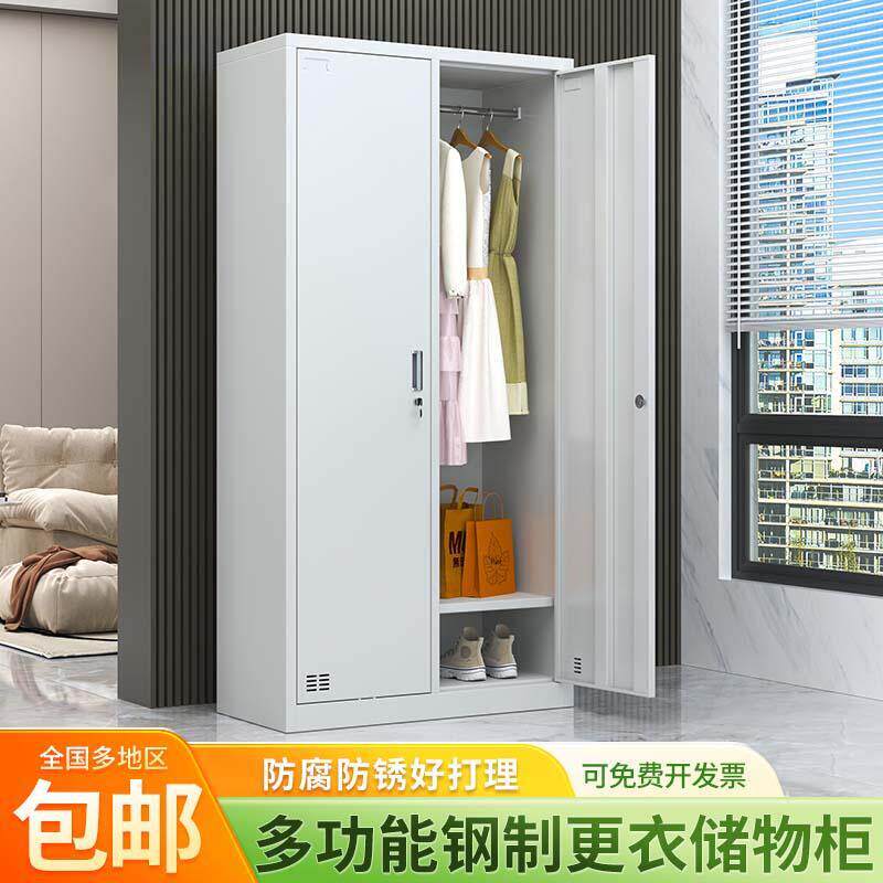 钢制二门更衣柜员工宿舍换衣柜收纳柜带锁置物柜鞋柜健身房多门柜