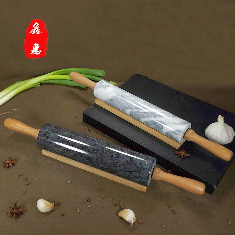 天然大理石擀面 面棍面棍擀水饺皮牛角包家用烘焙工具滚轴式披萨d