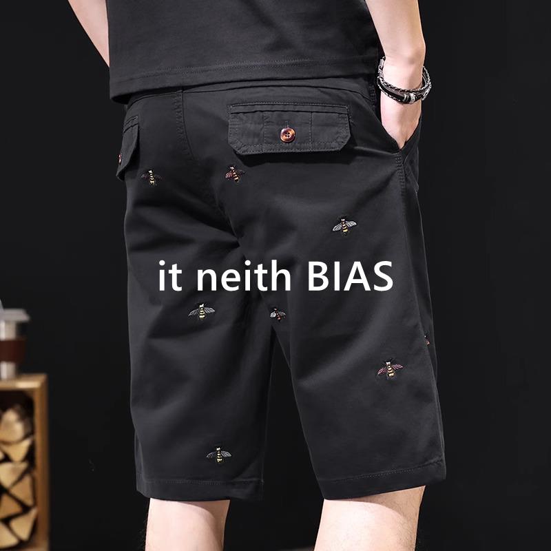it neith BIAS潮流蜜蜂刺绣短裤男2026新款夏季高端直筒休闲五分