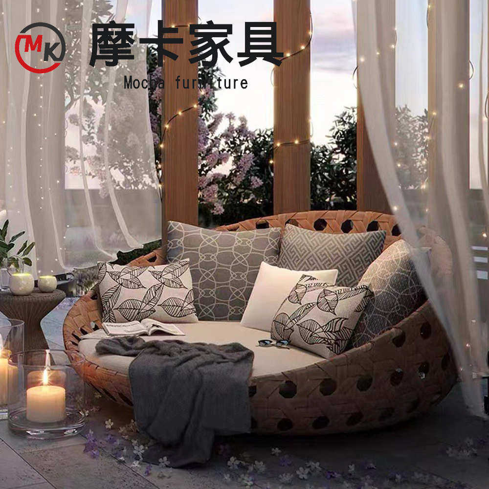 户外沙发可坐可躺休闲大圆床阳台庭院度假村别墅游泳池藤编沙发,商业/办公家具,商用藤编家具,淘宝优惠券,粉丝福利购,淘宝优惠卷