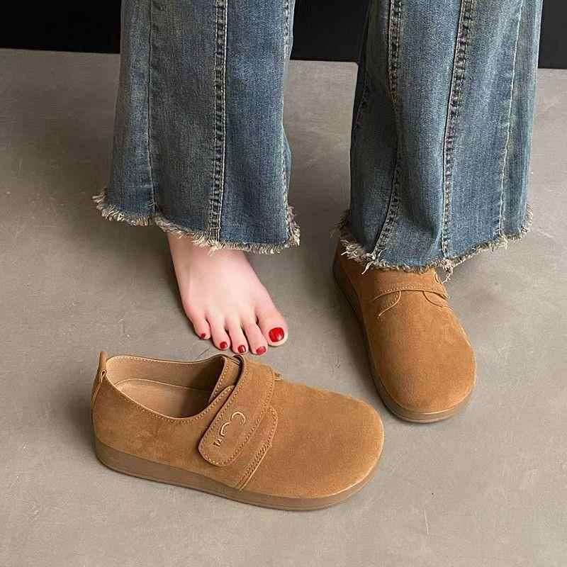 复古勃肯鞋2025秋季新款女鞋软底魔术贴单鞋通勤豆豆鞋休闲软木鞋