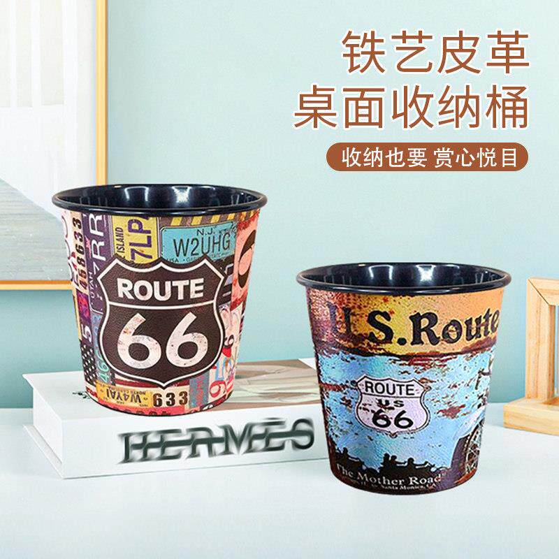 铁艺画笔收纳桶美术生笔洗大容量超大笔筒桌面小铁桶复古花盆水桶