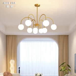 全铜北欧客厅餐厅吊灯别墅简约房间书房吊灯儿童卧室灯奶油风灯具