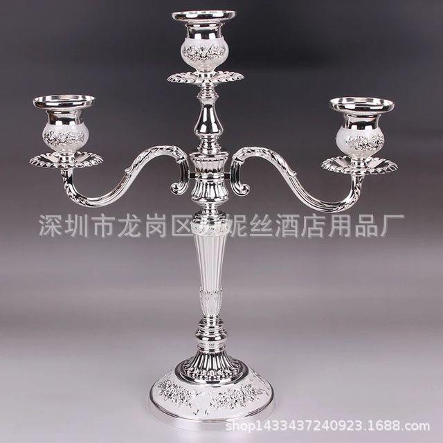 欧式古典金属烛台家居锌合金三头烛台酒店婚庆桌面摆台5头烛台