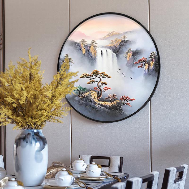 SI6K新中式入户正对墙挂画客油画
