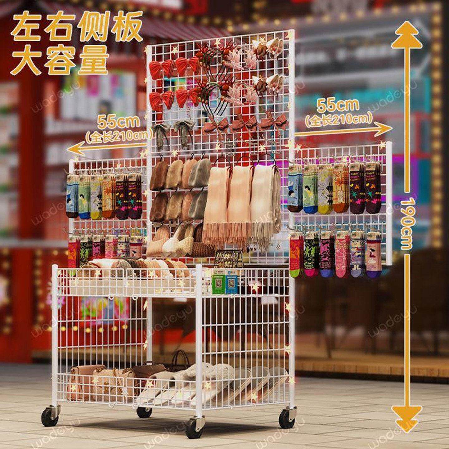 折叠小推车货架饰品展示架移动夜市摆地摊架子促销商品便携手推车