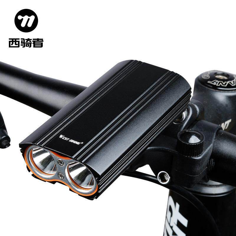 西骑者自行车灯前灯防水户外骑行夜骑装备铝合金USB头充电双灯头