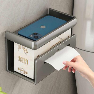Wall mounted toilet paper box without punching