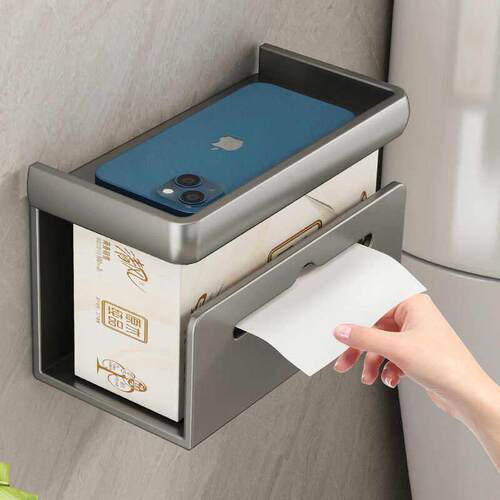 Wall mounted toilet paper box without punching