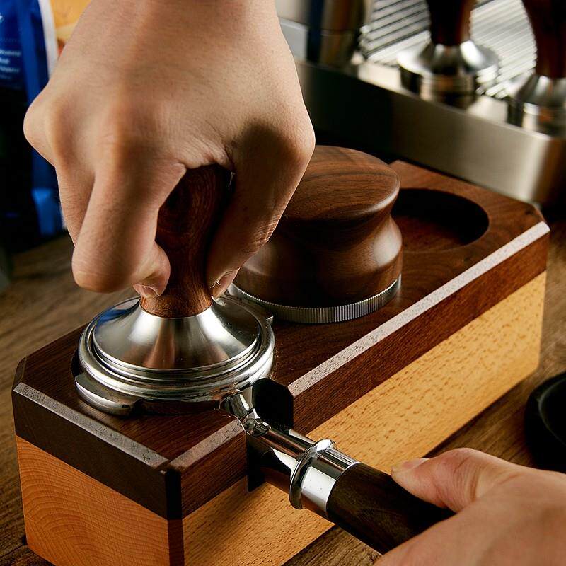 咖啡压粉座实木填压底座咖啡手柄支撑架粉锤座压粉器套装51/58mm