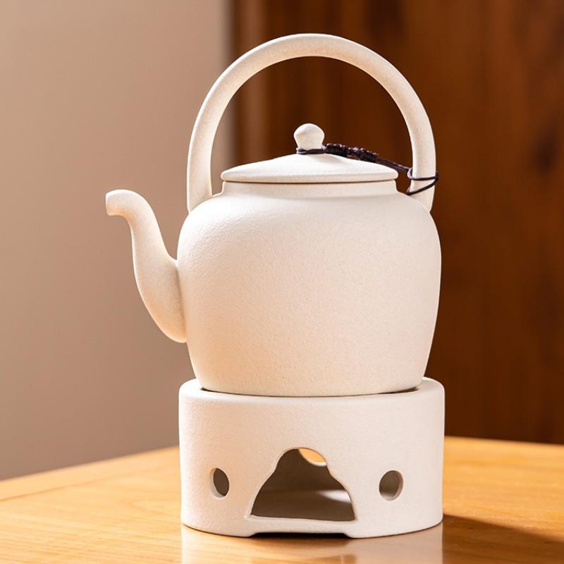 云琳茶具苏打釉提梁壶新中式茶馆蜡烛保温茶壶白珍珠大容量茶器皿