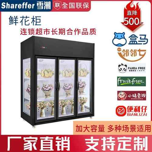 商用鲜花柜花店玻璃门单双三门立式保鲜柜风冷无霜鲜花展示柜冰柜