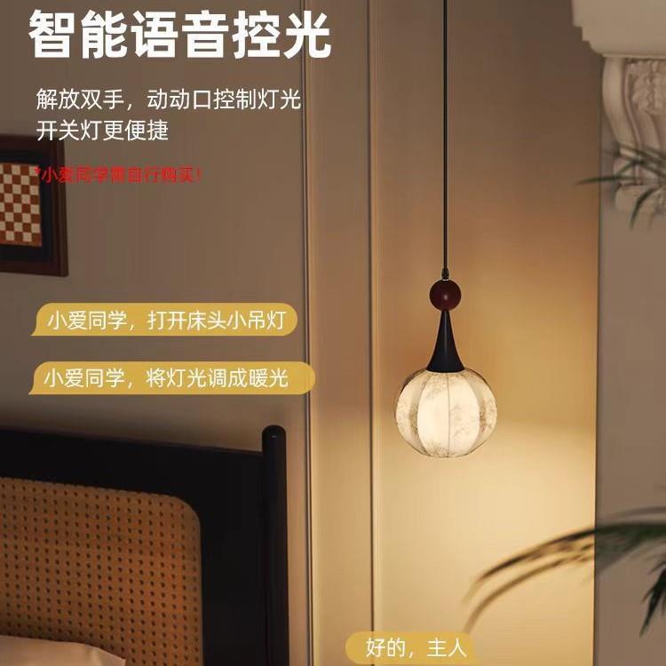 观璞原木东方繁花艺术灯法式中古风入户玄关吊线灯卧室床头氛围灯