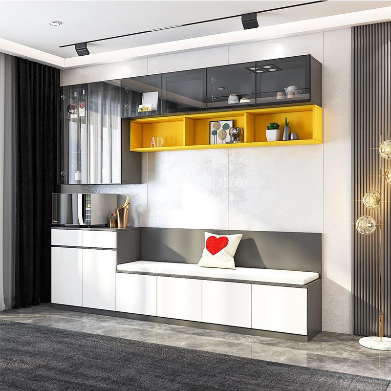 卡座式酒柜餐边柜现代简约餐厅柜餐桌一体组合靠墙家用储物轻奢风