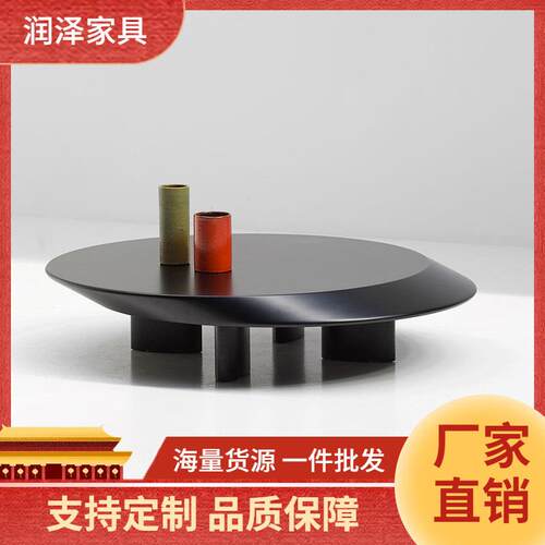 现代简约北欧创意黑白陶瓷三脚圆果盘摆件家居样板间桌面软装饰品