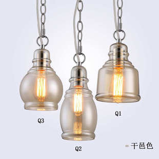 玻璃灯罩吊灯 乡村复古吊灯 玻璃单头小吊灯loft 美式 现代