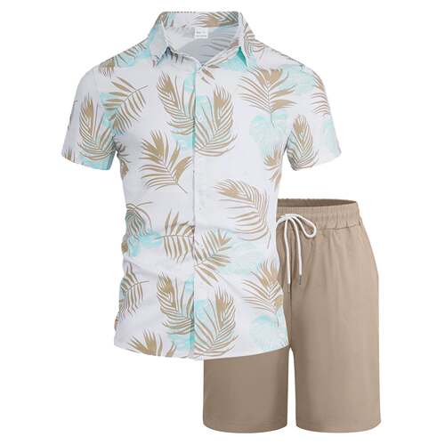 Rsrt Men's Tropical Print Shirt & Shorts Set Beach Casual