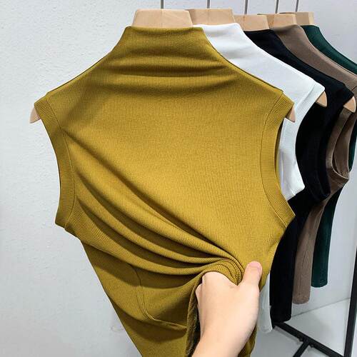 半高领拉丁舞无袖上衣女外穿瑜伽舞蹈练功服背心吊带国标摩登内搭