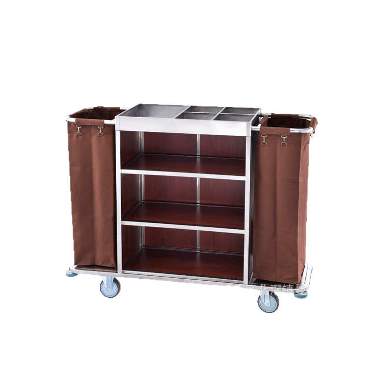 酒店布草车客房车不锈钢服务车宾馆打扫卫生清洁车保洁推拉收纳车