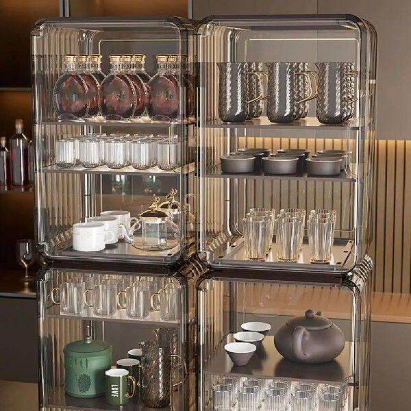 Transparent Cup Storage Rack Sealed Desktop Removable