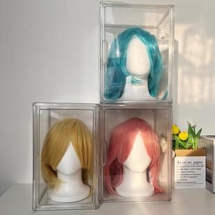桌面收纳盒cos假发人头模型展示架模特道具整理透明压克力防尘床