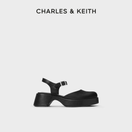 charles&keith24春夏，ck1-70580220英伦风一字，扣厚底包头凉鞋