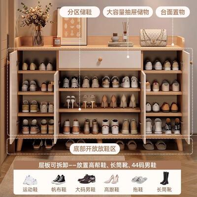 实木鞋门柜入家用口新户2025款玄关收纳柜一体靠墙楼B33F道电梯口