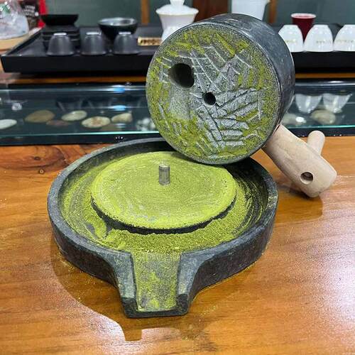 厂家直销天然 青石茶磨手工抹茶石磨宋代点茶小石磨磨盘磨具碾磨