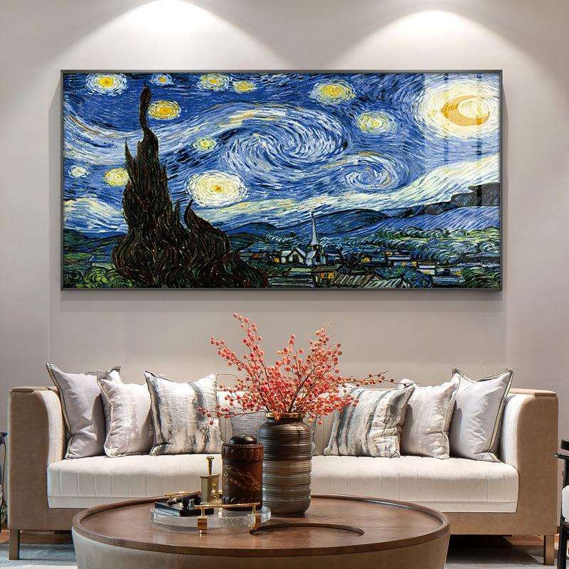 梵高客厅装饰画油画世界名画办公室墙画沙发背景卧室壁挂横画星空