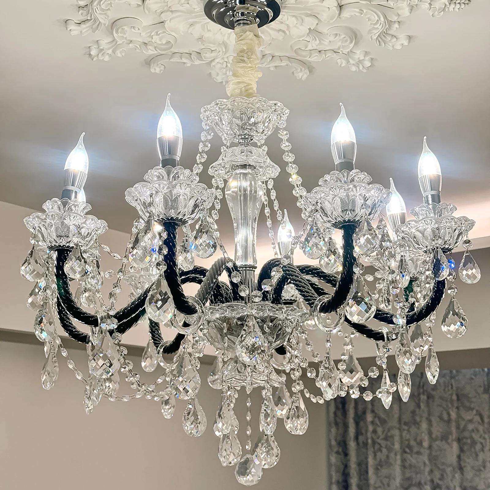 法式黑色水晶吊灯欧式复古奶油风高级感客厅大气书房主卧室房间灯