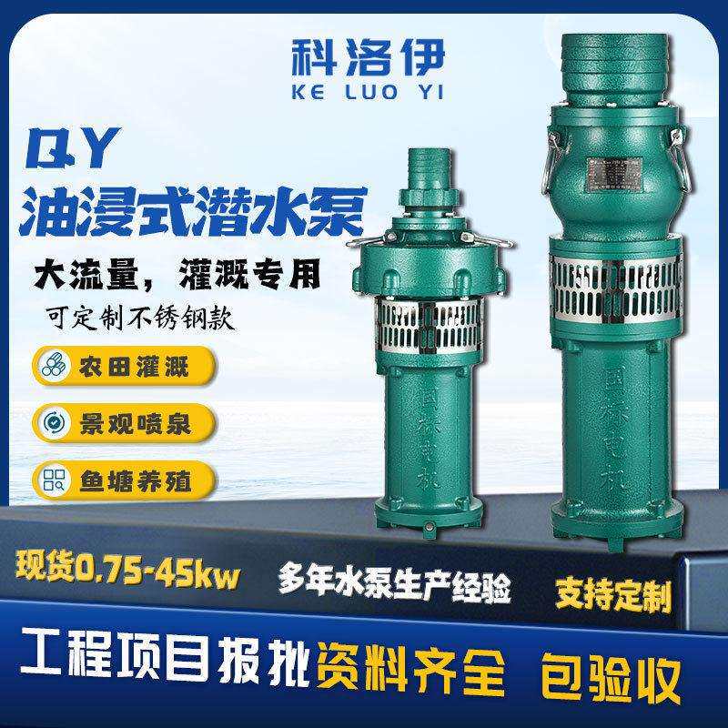 QY大流量油浸泵农用灌溉扬程离心式水泵喷泉充油式多级潜水泵