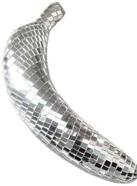 Discos Banana Statue Reflective Mirrored Sparkling Ornament