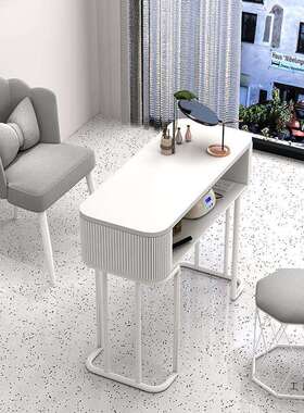 美桌奶油简白F5M75M9J色日式经济型玻璃单人全套轻奢风约美甲台美