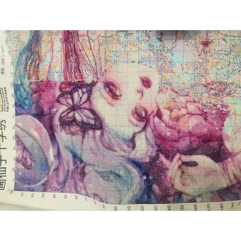 2023餐厅手工设计师女孩之自宴批发gju8十字绣花新款梦蝶款客厅绣