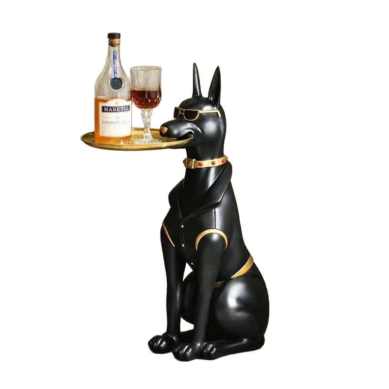 厂家门店高杜宾犬托盘电视柜托盘乔迁狗摆件装饰送礼落